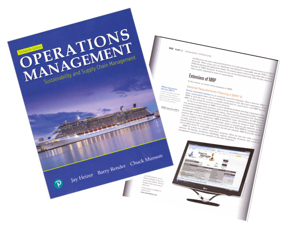 Operations Management textbook with cruise ship photo