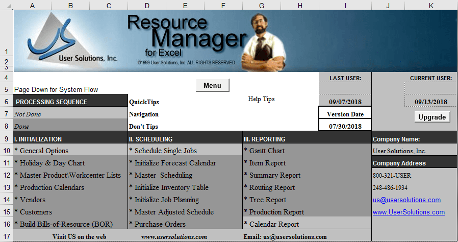 Resource Manager for Excel Screenshot